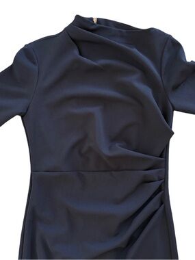 Maggy London Navy Blue Draped Midi Dress